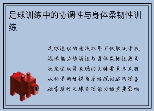 足球训练中的协调性与身体柔韧性训练